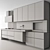Sleek Wood & Black Kitchen 3D model small image 4