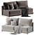 Modern Armless Loveseat Furniture Gathering 3D model small image 1