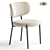 Elegant Taupe Fabric Dining Chair 3D model small image 1