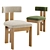 Elegant Mohair Dining Chair Set 3D model small image 1