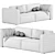 Modern Leather 2-Seater Sofa 3D model small image 5