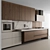 Sleek Wood & White Kitchen 3D model small image 1