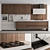 Sleek Wood & White Kitchen 3D model small image 4