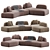 Sleek Velvet Curve Sofa 3D model small image 3