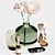 Glass Vase Set with Flowers, Diffuser & Hourglass 3D model small image 1