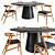 Mid-Century Leather Dining Set 3D model small image 2