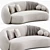 Modern Velvet Three-Seater Sofa 3D model small image 2