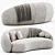 Modern Velvet Three-Seater Sofa 3D model small image 3