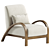 Modern Bentwood Bouclé Armchair 3D model small image 3