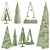 Handmade Wooden Christmas Tree Set 3D model small image 2