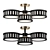 Minimalist Black Forged Gold Chandelier 3D model small image 1