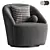 Elegant Swivel Armchair in Rustic Style 3D model small image 1