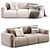 Contemporary Bonent Velvet Sofa 3D model small image 2