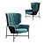 Modern Steel Frame Armchair 3D model small image 7