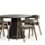 Modern Dining Set, Grey & Black 3D model small image 3