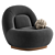 Modern Linen Lounge Chair Walnut 3D model small image 5