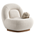 Modern Linen Lounge Chair Walnut 3D model small image 6