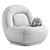 Modern Linen Lounge Chair Walnut 3D model small image 7