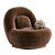 Modern Linen Lounge Chair Walnut 3D model small image 8