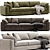 Luxury Linen Sectional 4-Seater Sofa 3D model small image 4