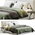 Sleek Modern Upholstered Bed Render 3D model small image 1