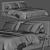 Sleek Modern Upholstered Bed Render 3D model small image 3