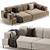 Modern Fabric Square Arm Sofa 3D model small image 1