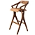 Elegance in Wood Stool 3D model small image 1