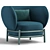 Modern Blue Lounge Chair Export 3D model small image 1