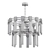 Crystal Rectangles Gold Chandelier 3D model small image 2