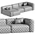 Modern Dimaro Sofa Set with Ottoman 3D model small image 3