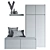 Graphic Shoe Cabinet in Gray 3D model small image 3