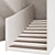 Modern P-Shape Decorative Wood Staircase 3D model small image 4