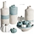 Handcrafted Blue & White Vase Set 3D model small image 1