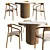 Metal Table & Wooden Armchair Duo 3D model small image 2