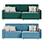 Lille Velvet Stone Corner Sofa 3D model small image 2
