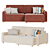 Lille Velvet Stone Corner Sofa 3D model small image 3