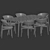 Clover Extending Dining Set Oak 3D model small image 2