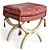 Vintage Solid Wood Vanity Stool 3D model small image 1