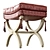 Vintage Solid Wood Vanity Stool 3D model small image 5