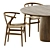 Scandinavian Dining Set in Oak 3D model small image 2