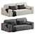 Viena Velvet Grey Corner Sofa 3D model small image 1