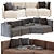 Velvet Modular Curved Sectional Sofa 3D model small image 1