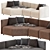 Velvet Modular Curved Sectional Sofa 3D model small image 2