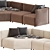 Velvet Modular Curved Sectional Sofa 3D model small image 3