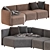 Velvet Modular Curved Sectional Sofa 3D model small image 4