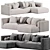 Modern Dexter Three-Seater Sofa 3D model small image 1