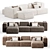 Modular Fabric Sofa Chaise Longue 3D model small image 3