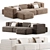 Modular Fabric Sofa Chaise Longue 3D model small image 4