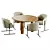 Stylish Contemporary Dining Set Brushed Oak 3D model small image 3